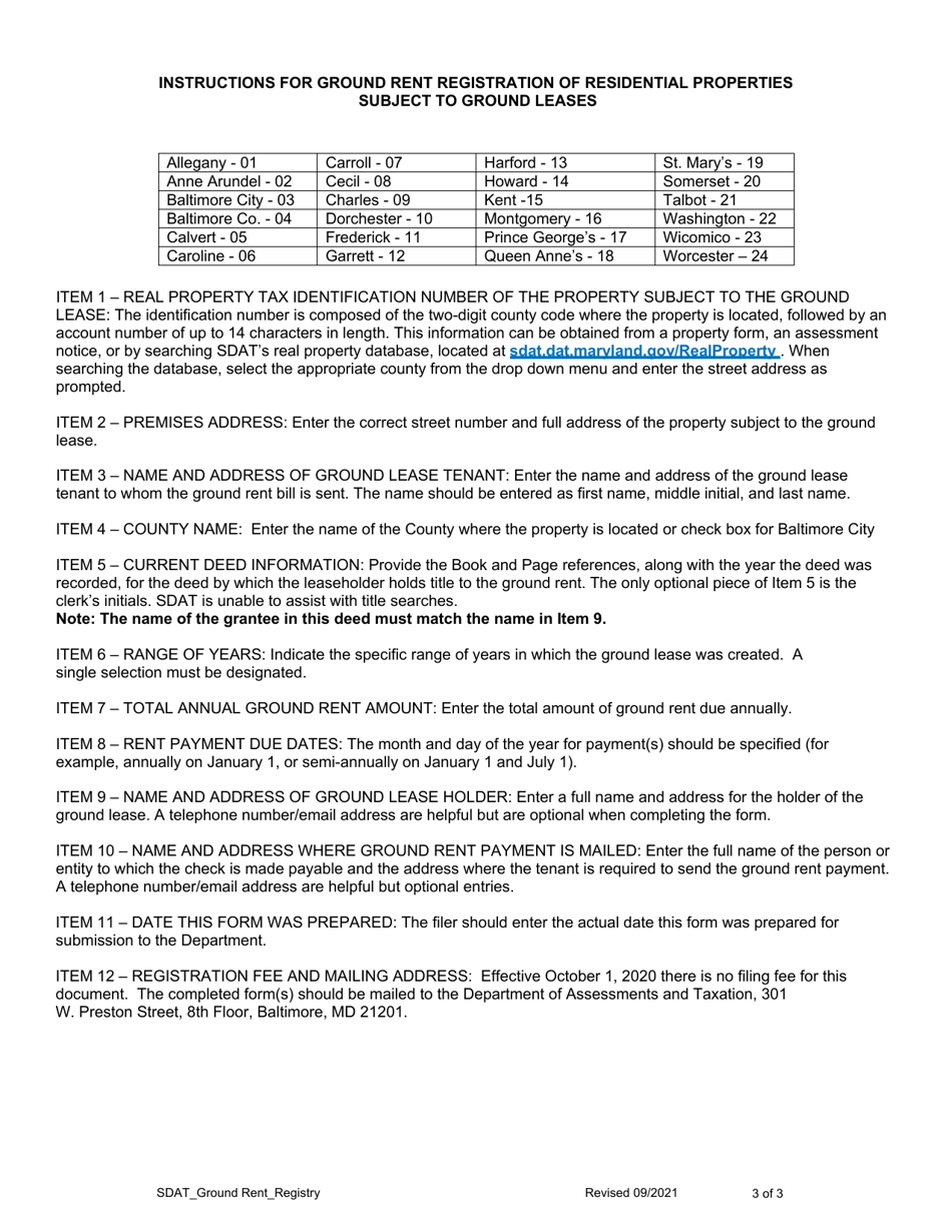 Ground Rent Registration Application - Maryland, Page 3