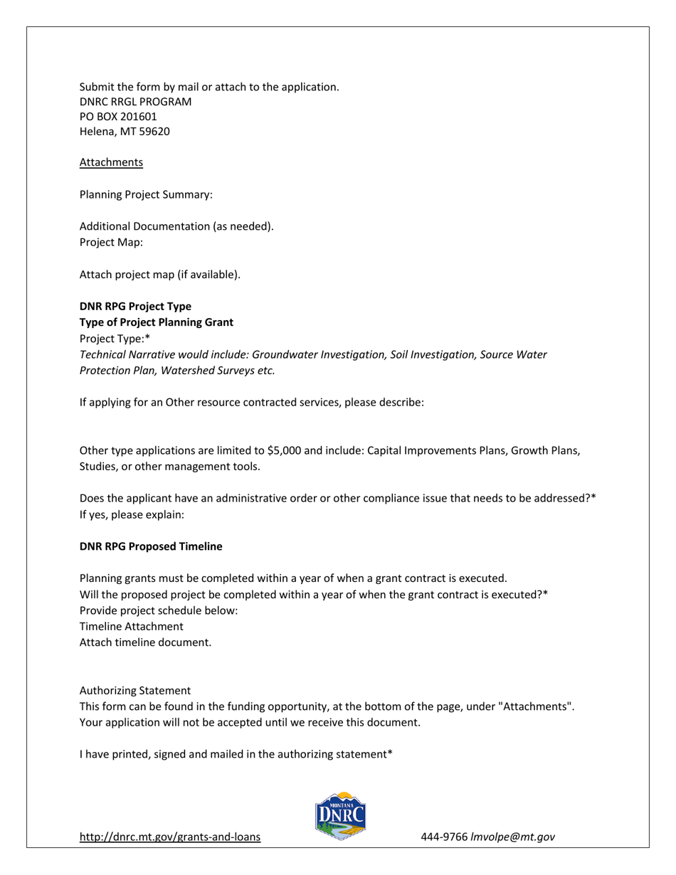 Planning Grant Application - Montana, Page 3