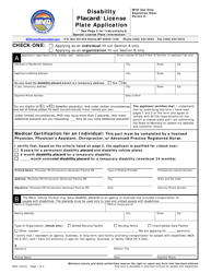 Document preview: Form MV5 Disability Placard/License Plate Application - Montana