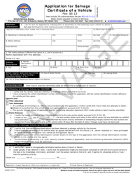 Form MV206 &quot;Application for Salvage Certificate of a Vehicle&quot; - Montana