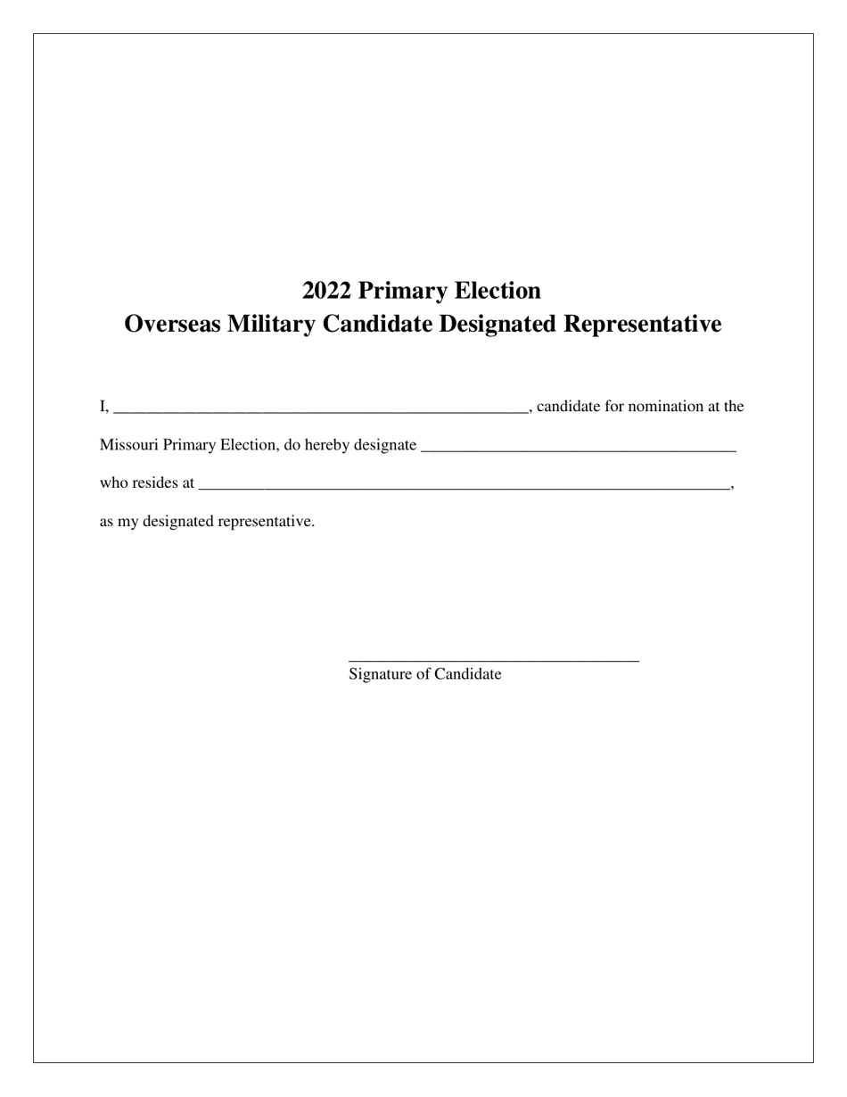 Primary Election Overseas Military Candidate Designated Representative - Missouri, Page 1