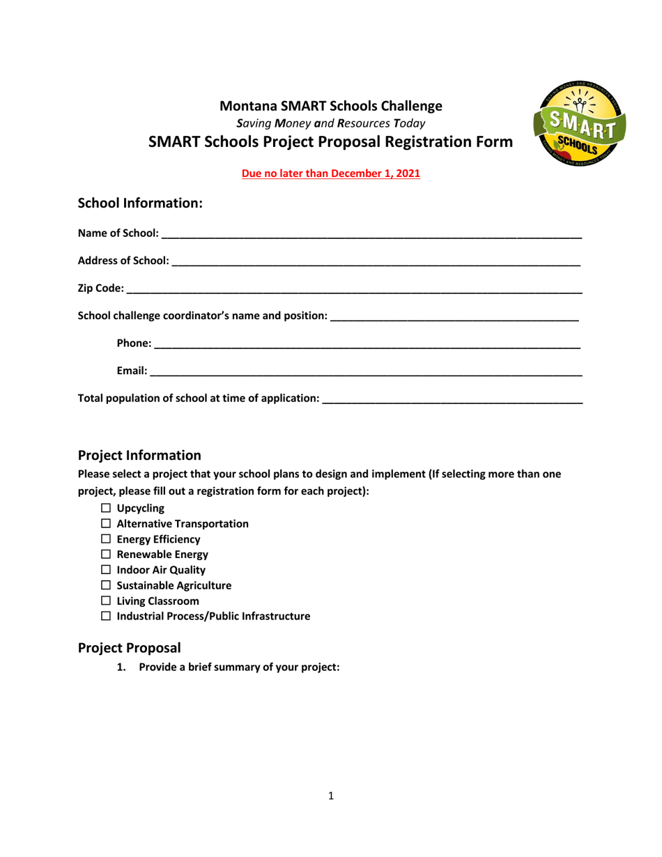 Smart Schools Project Proposal Registration Form - Montana, Page 1