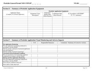 Form AR3 Pesticides Annual Report Form for Tier II Facilities - Montana, Page 3