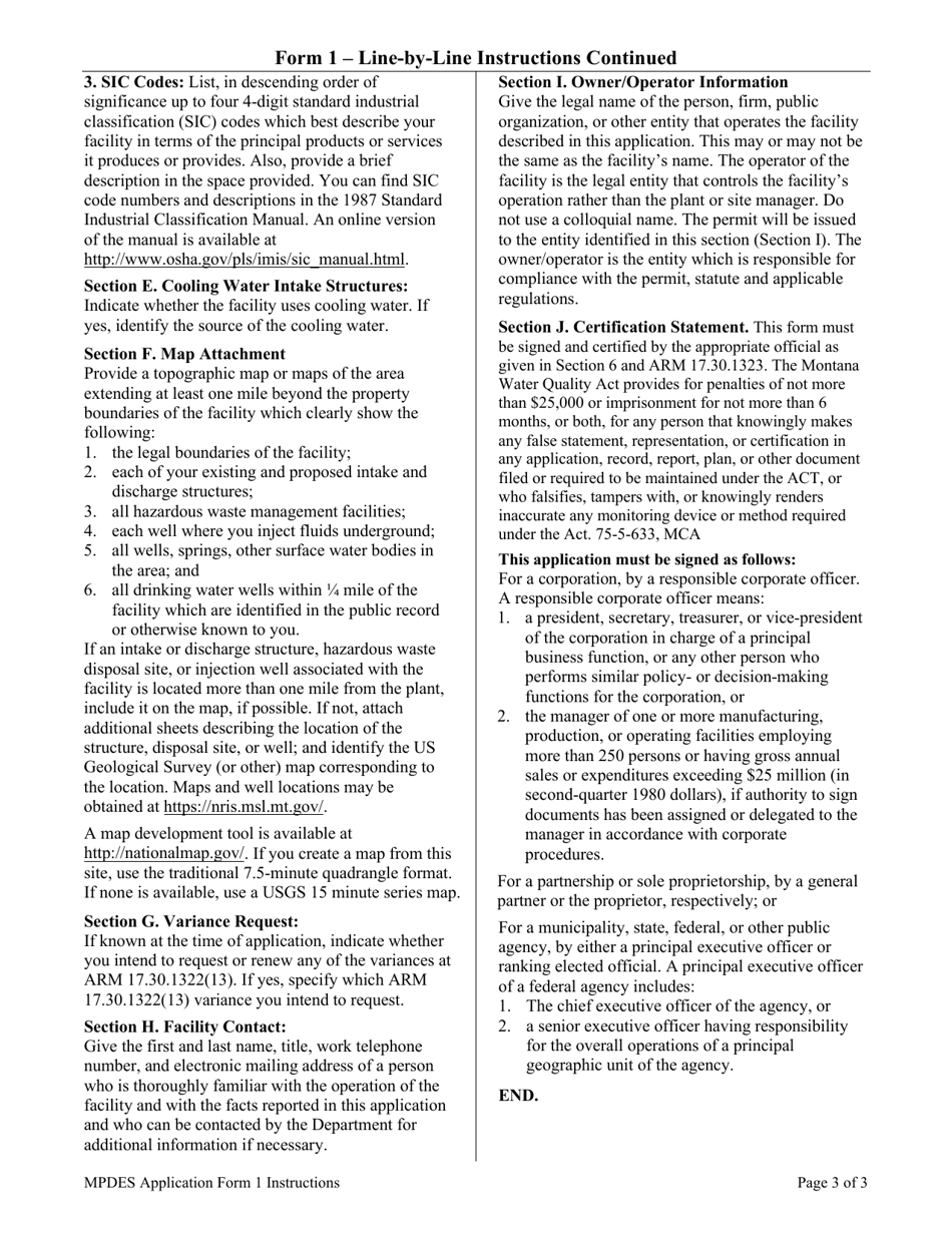 Instructions for MPDES Form 1 General Information - Montana, Page 3