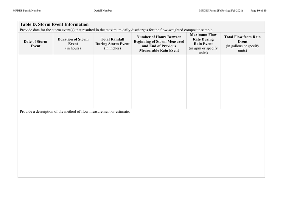 MPDES Form 2F Stormwater Discharges Associated With Industrial Activity - Montana, Page 10