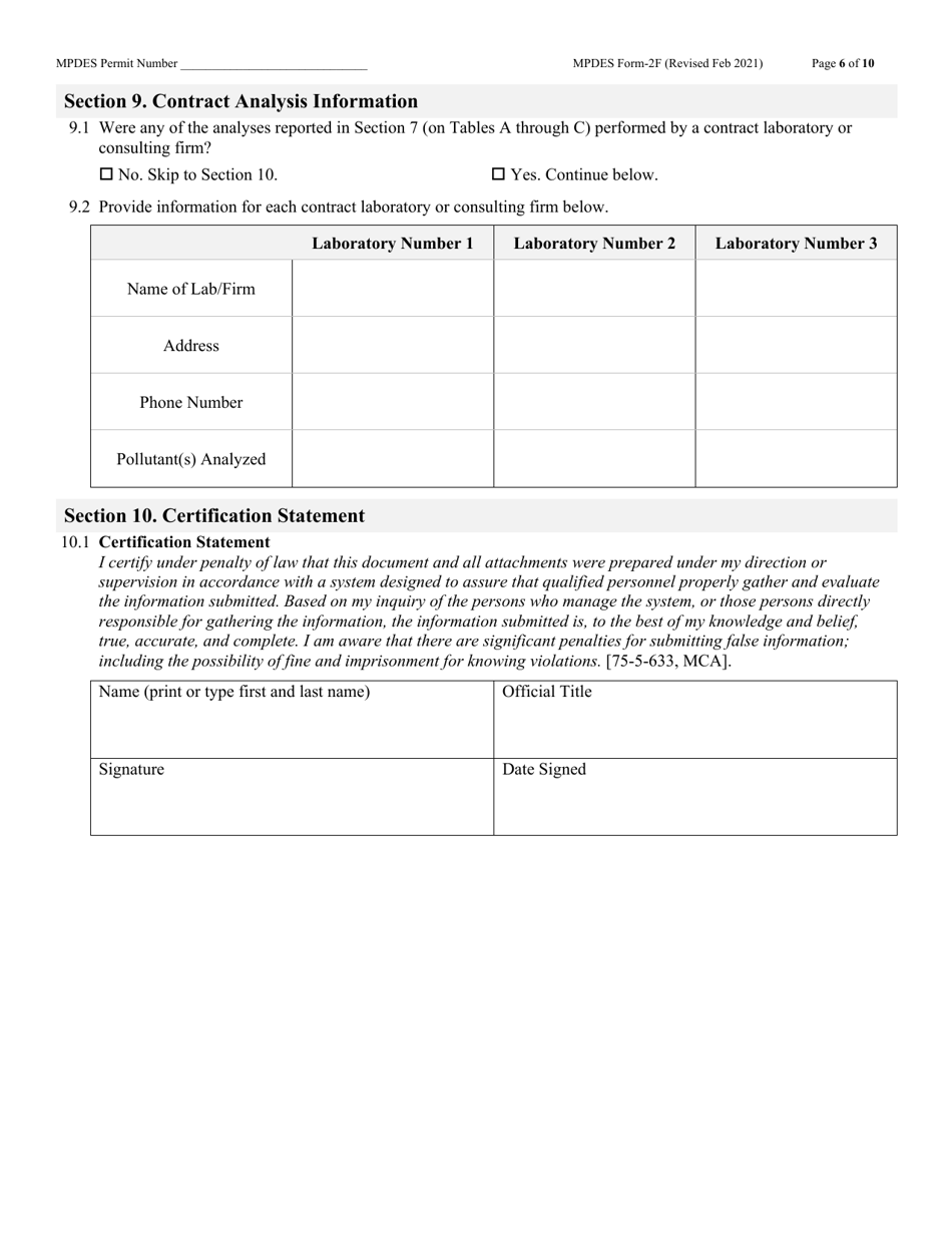 MPDES Form 2F Stormwater Discharges Associated With Industrial Activity - Montana, Page 6