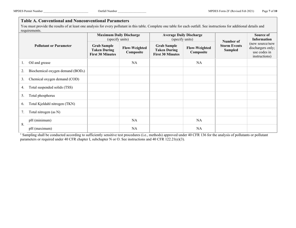 MPDES Form 2F Stormwater Discharges Associated With Industrial Activity - Montana, Page 7