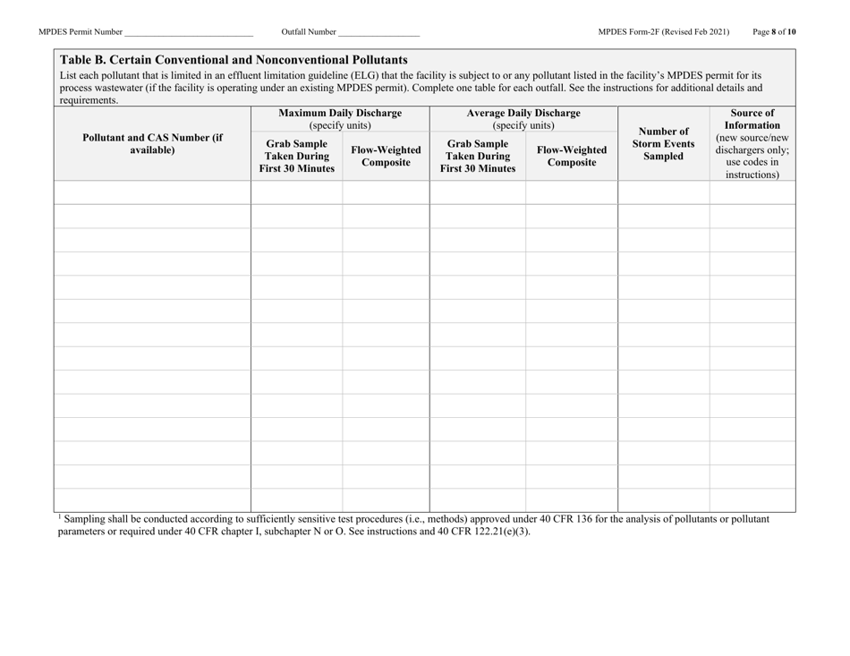 MPDES Form 2F Stormwater Discharges Associated With Industrial Activity - Montana, Page 8
