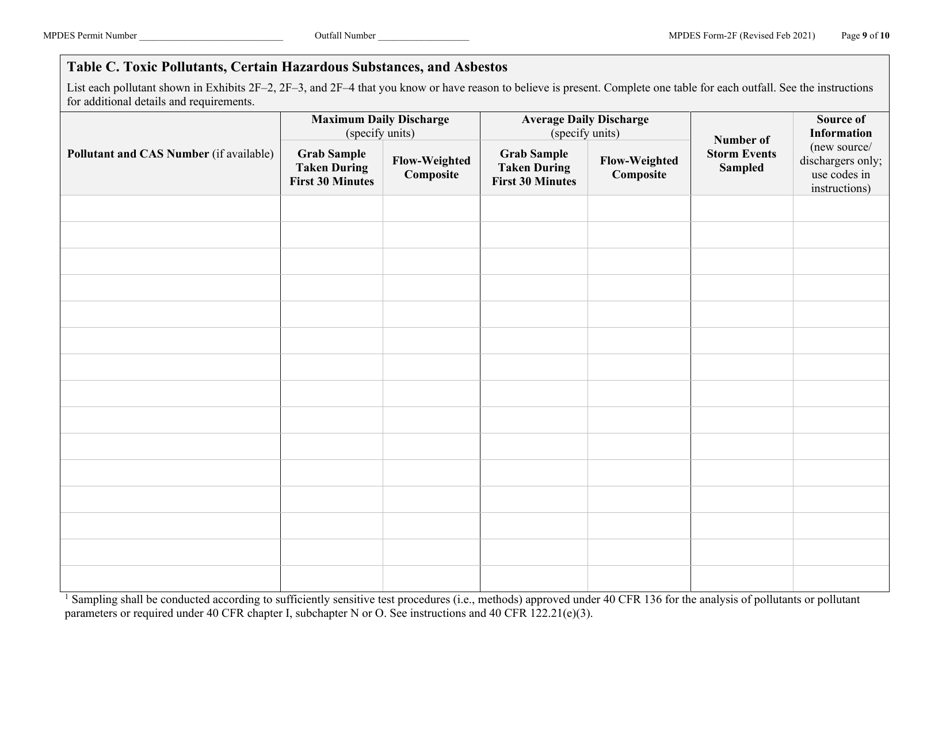 MPDES Form 2F Stormwater Discharges Associated With Industrial Activity - Montana, Page 9