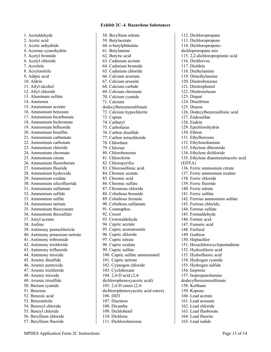 Instructions for MPDES Form 2C Existing Manufacturing, Commercial, Mining, and Silviculture Operations - Montana, Page 13