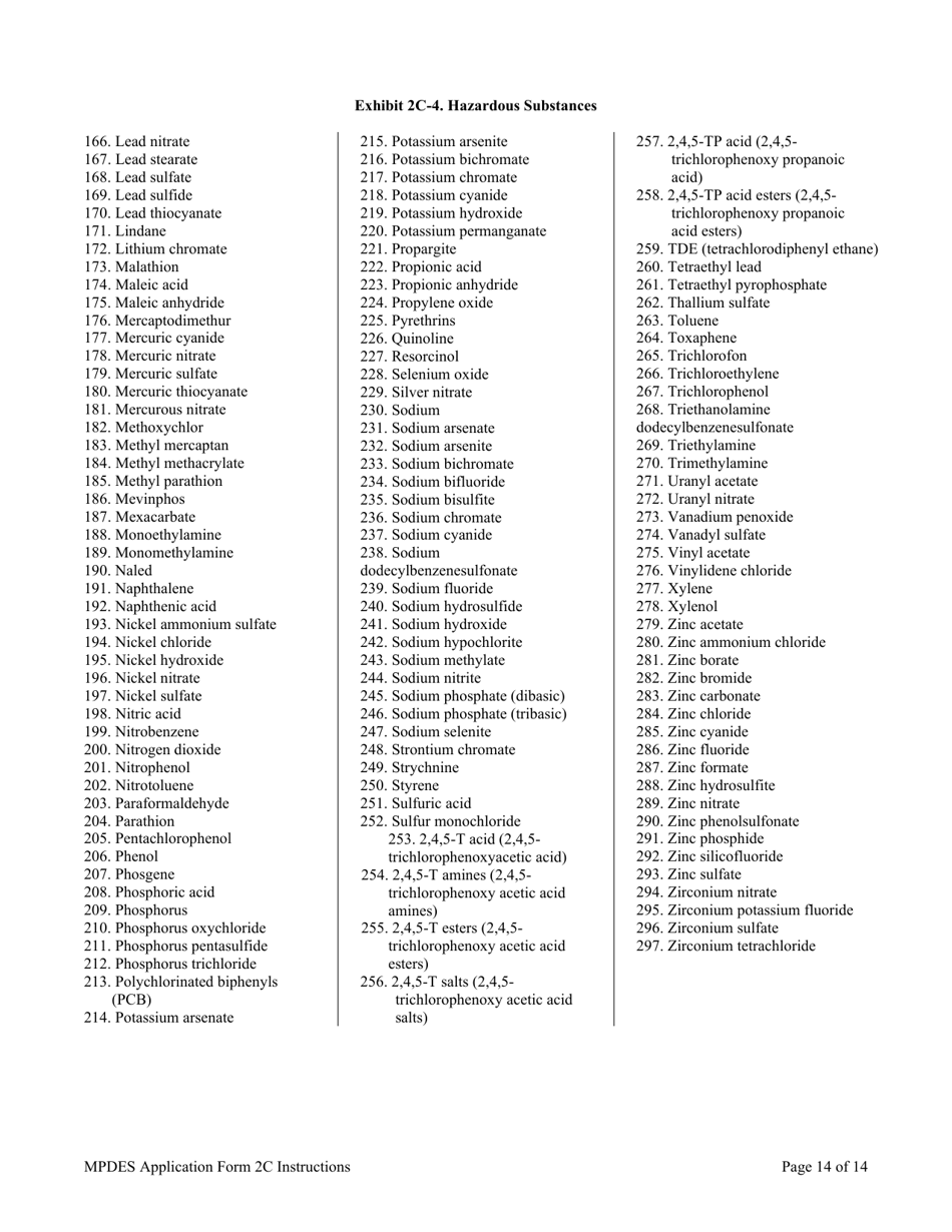 Instructions for MPDES Form 2C Existing Manufacturing, Commercial, Mining, and Silviculture Operations - Montana, Page 14