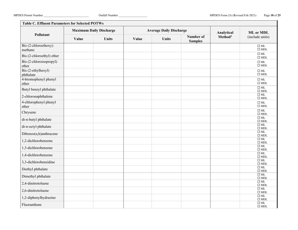 MPDES Form 2A New and Existing Publicly Owned Treatment Works - Montana, Page 18