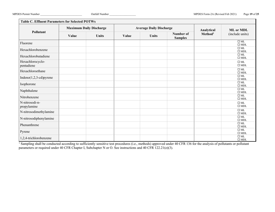 MPDES Form 2A New and Existing Publicly Owned Treatment Works - Montana, Page 19