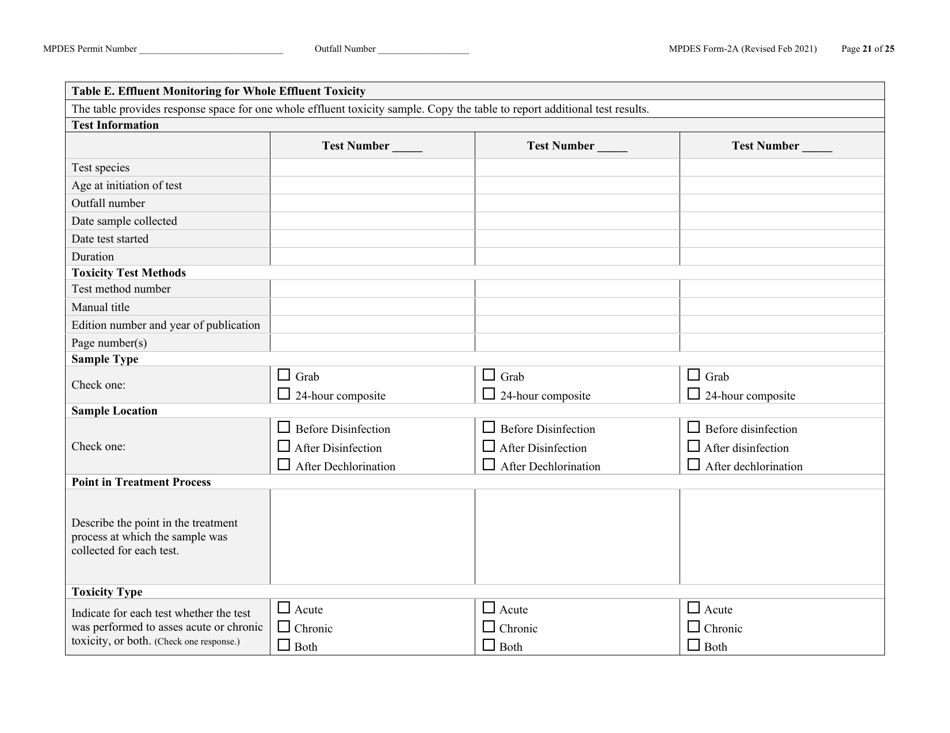 MPDES Form 2A New and Existing Publicly Owned Treatment Works - Montana, Page 21