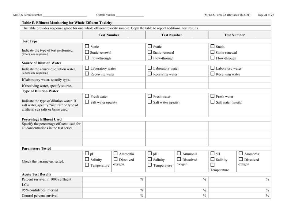 MPDES Form 2A New and Existing Publicly Owned Treatment Works - Montana, Page 22