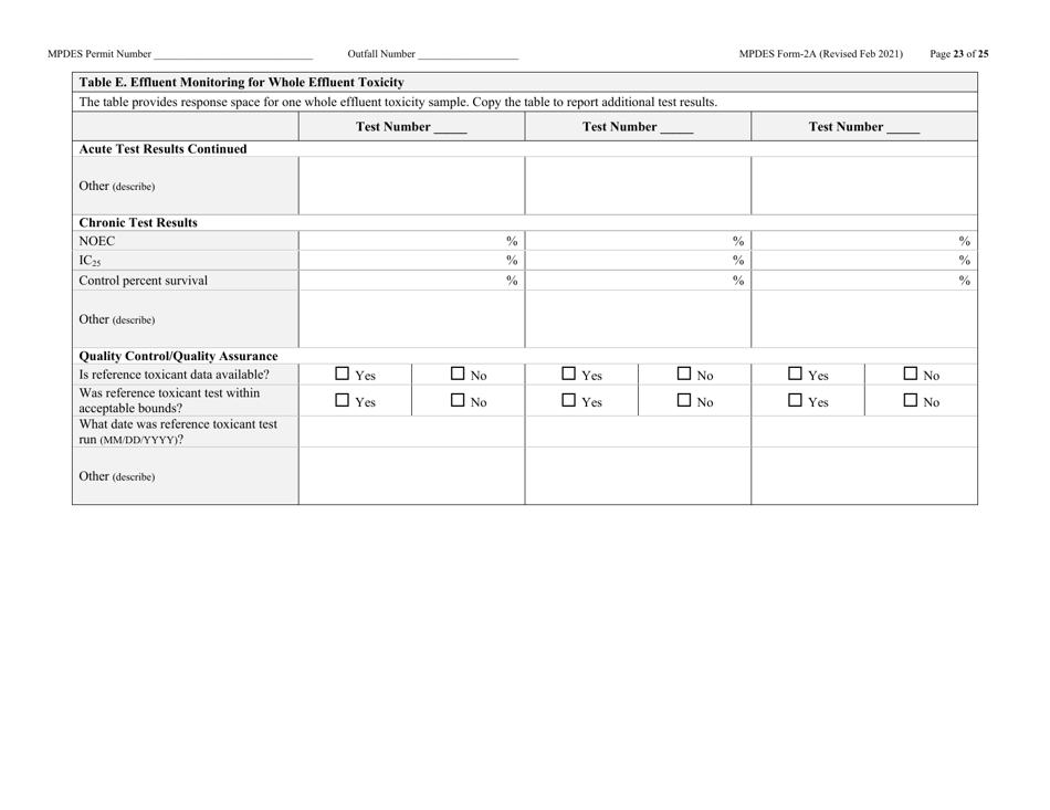 MPDES Form 2A New and Existing Publicly Owned Treatment Works - Montana, Page 23