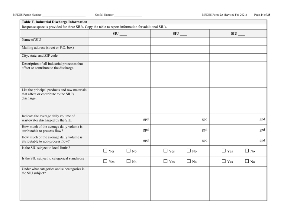 MPDES Form 2A New and Existing Publicly Owned Treatment Works - Montana, Page 24