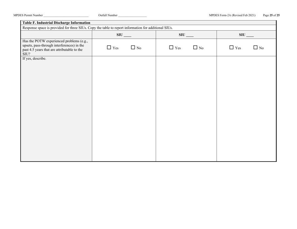 MPDES Form 2A New and Existing Publicly Owned Treatment Works - Montana, Page 25
