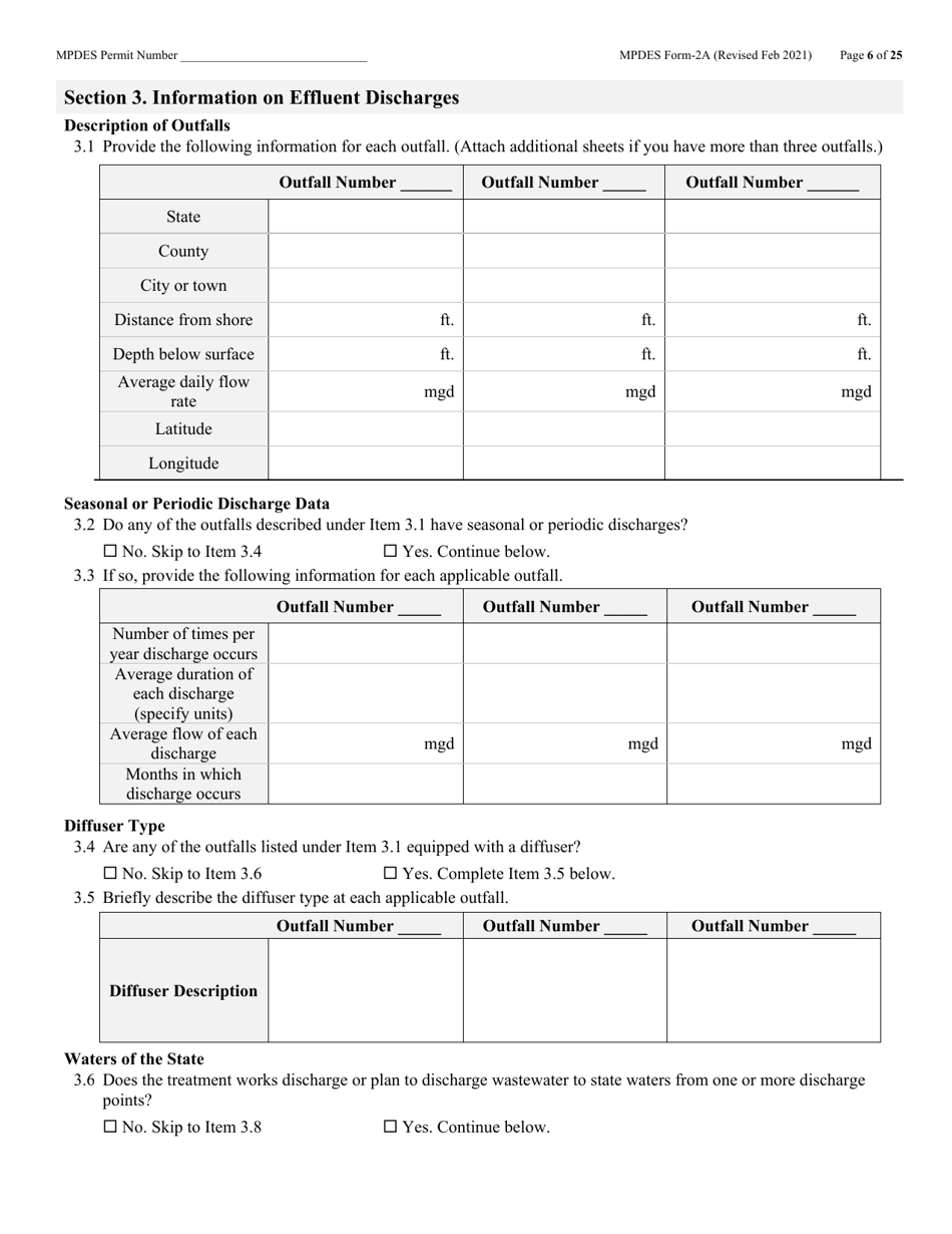 MPDES Form 2A New and Existing Publicly Owned Treatment Works - Montana, Page 6