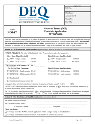 Form NOI-87 &quot;Notice of Intent (Noi) Pesticide Application Mtg870000&quot; - Montana