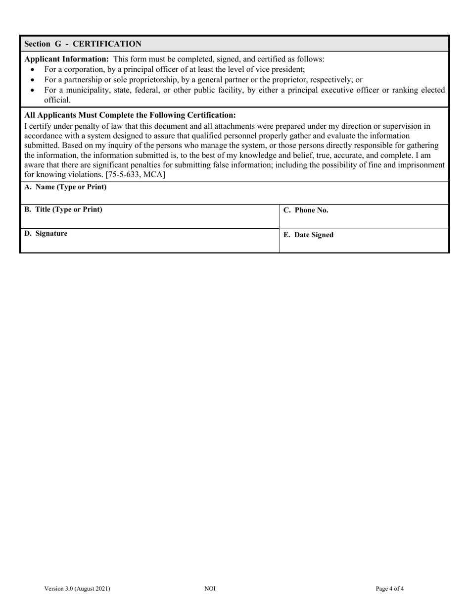Form NOI-87 Notice of Intent (Noi) Pesticide Application Mtg870000 - Montana, Page 4