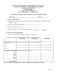 Licensed Soil Treatment Facility Annual Report Form - Montana