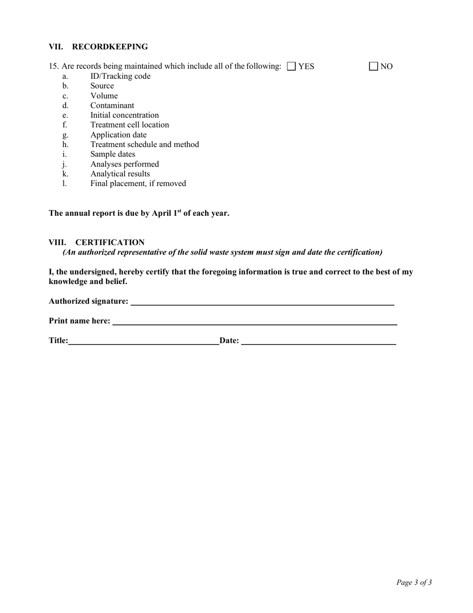 Licensed Soil Treatment Facility Annual Report Form - Montana, Page 3