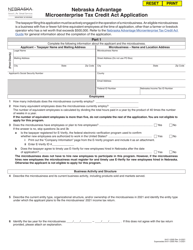 Document preview: Nebraska Advantage Microenterprise Tax Credit Act Application - Nebraska