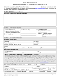Form FA-24 &quot;Authorization Request for Personal Care Services (PCS)&quot; - Nevada