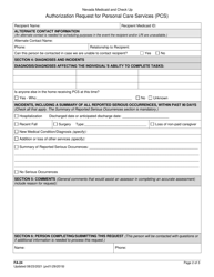 Form FA-24 Authorization Request for Personal Care Services (PCS) - Nevada, Page 2