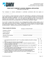 Document preview: Form CDL-038 Third Party Company & School Renewal Application - Nevada