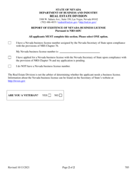 Form 705 Application for Renewal of the Energy Auditor License - Nevada, Page 2