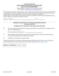 Form 578 Application for Renewal of the Inspector of Structure Certificate - Nevada, Page 2