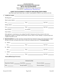 Form 665 Asset Management Company Registration Form - Nevada, Page 2