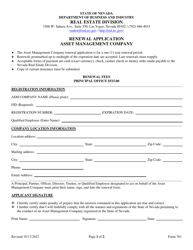 Form 761 Renewal Application Asset Management Company - Nevada