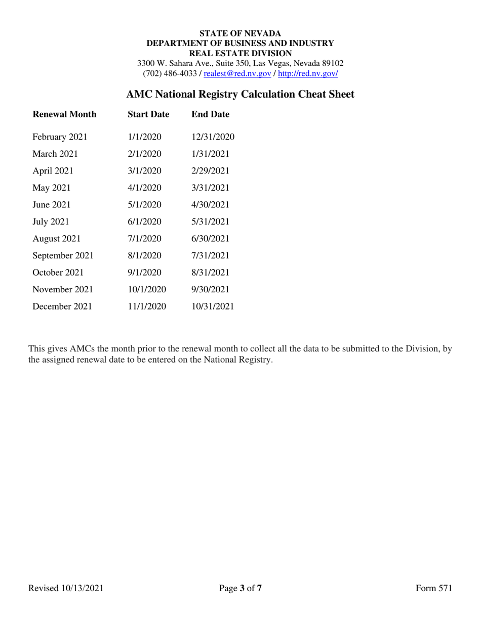 Form 571 Appraisal Management Company Registration Form - Nevada, Page 3