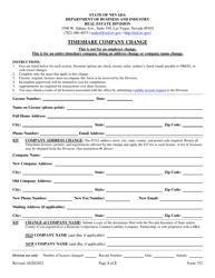 Form 752 Timeshare Company Change - Nevada