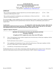 Form 752 Timeshare Company Change - Nevada, Page 2