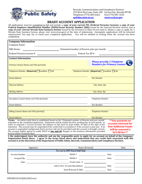 Form 0501RCCD-015  Printable Pdf