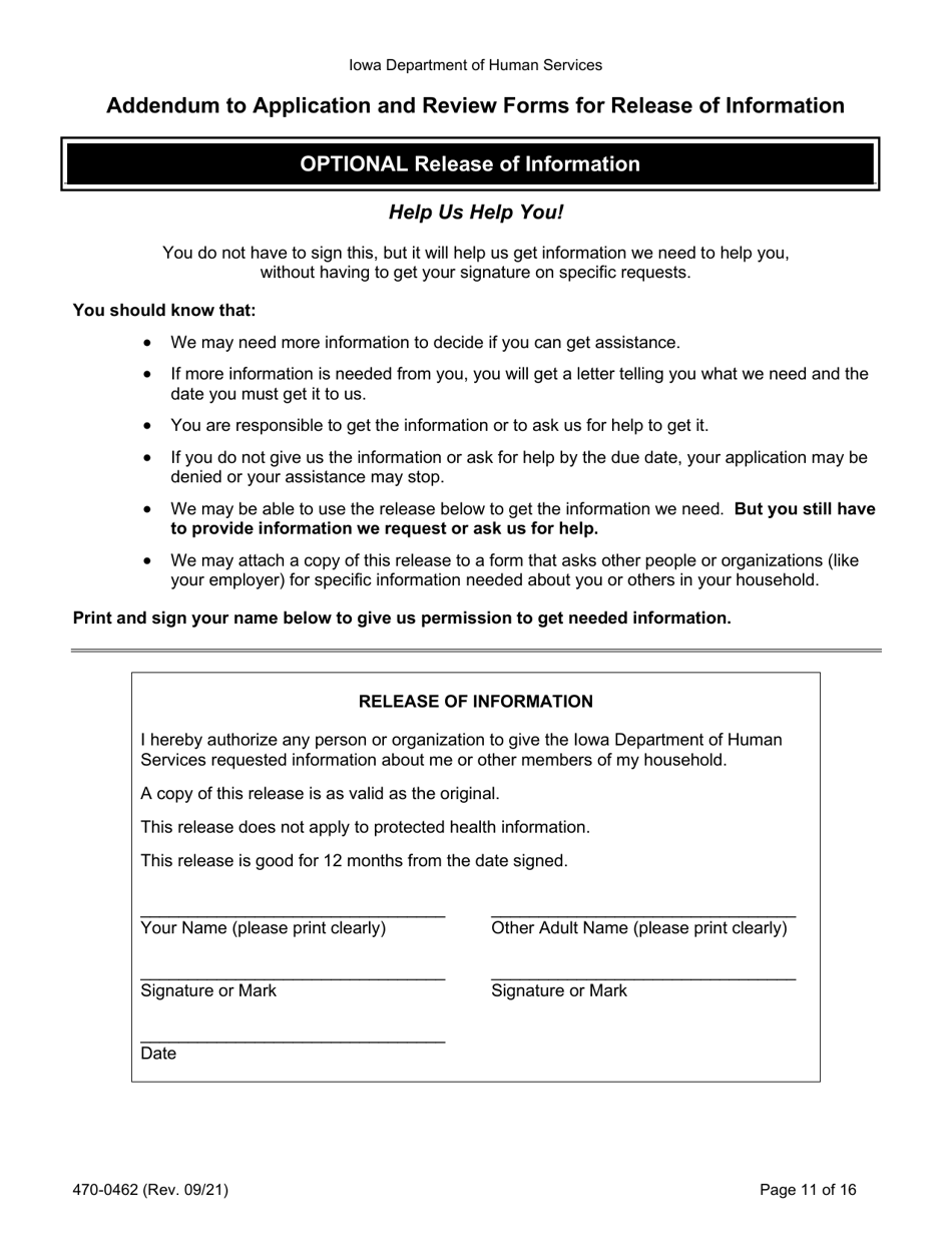 Form 470-0462 Food and Financial Support Application - Iowa, Page 11