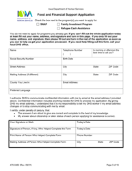 Form 470-0462 Food and Financial Support Application - Iowa, Page 3