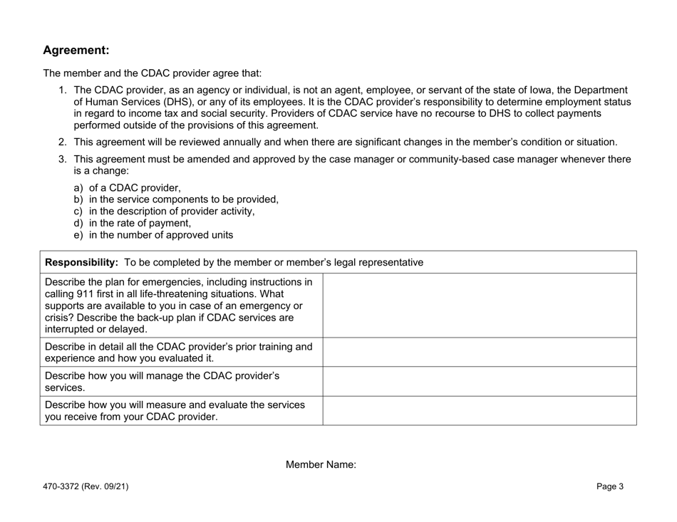 Form 470-3372 Home- and Community-Based Services (Hcbs) Consumer-Directed Attendant Care (Cdac) Agreement - Iowa, Page 3