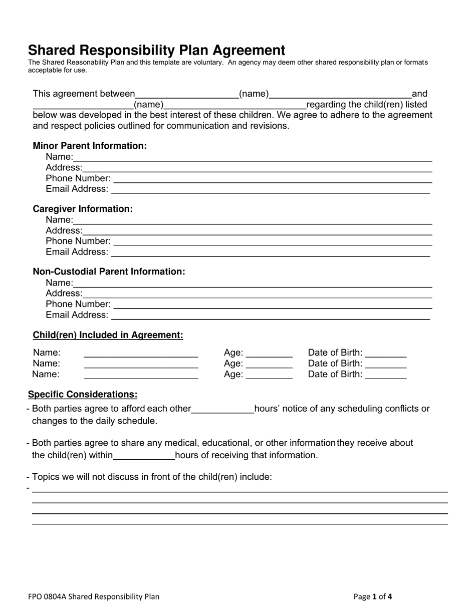 Form FPO0804A Shared Responsibility Plan Agreement - Nevada, Page 1