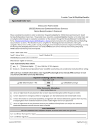 Document preview: Specialized Foster Care 1915(I) Home and Community Based Services Needs Based Eligibility Checklist - Nevada