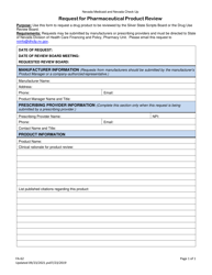 Form FA-62 &quot;Request for Pharmaceutical Product Review&quot; - Nevada