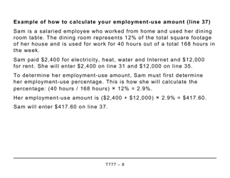 Form T777 Statement of Employment Expenses - Large Print - Canada, Page 8