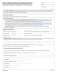 Document preview: Form ADM509 Court Videoconference Request Form (Book Videoconferences With Specific Court Location(S)) - British Columbia, Canada