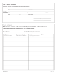 Form ADM509 Court Videoconference Request Form (Book Videoconferences With Specific Court Location(S)) - British Columbia, Canada, Page 2