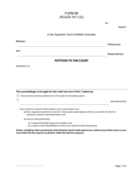 Form 66 &quot;Petition to the Court&quot; - British Columbia, Canada
