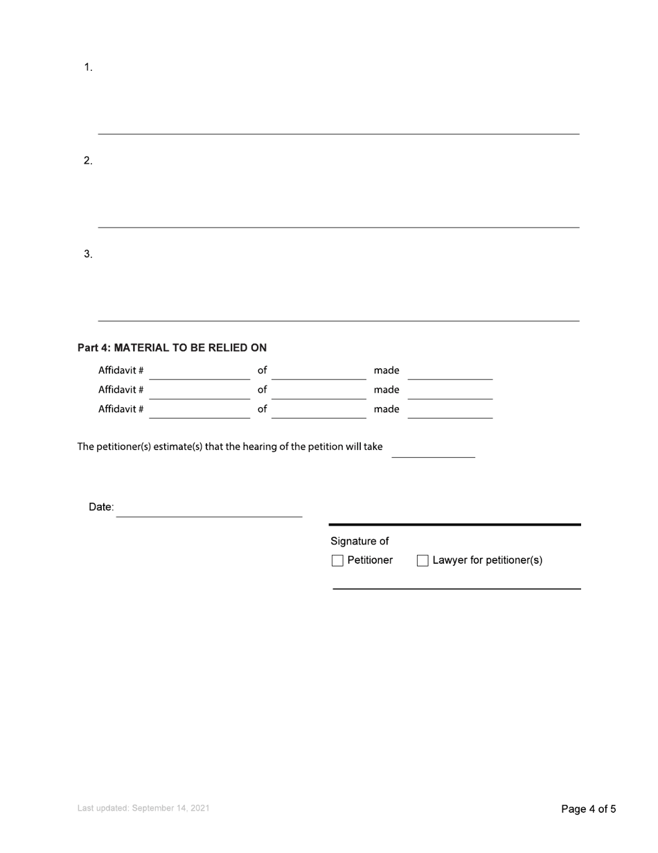 Form 66 Petition to the Court - British Columbia, Canada, Page 4